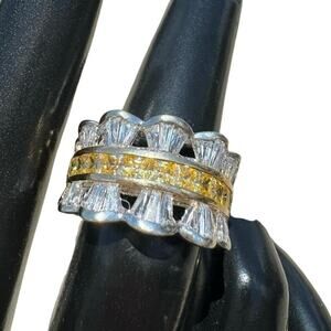 Elegant 14K White Gold & CZ 3 Row Ring CUSTOM MADE